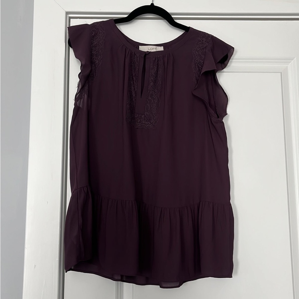 Loft Plum Peplum Top Blouse